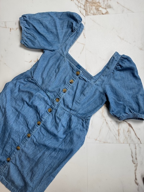 Old Navy Dresses & Skirts - Old Navy Maternity Puff Sleeve Denim Button Front Dress Sz S Summer Western